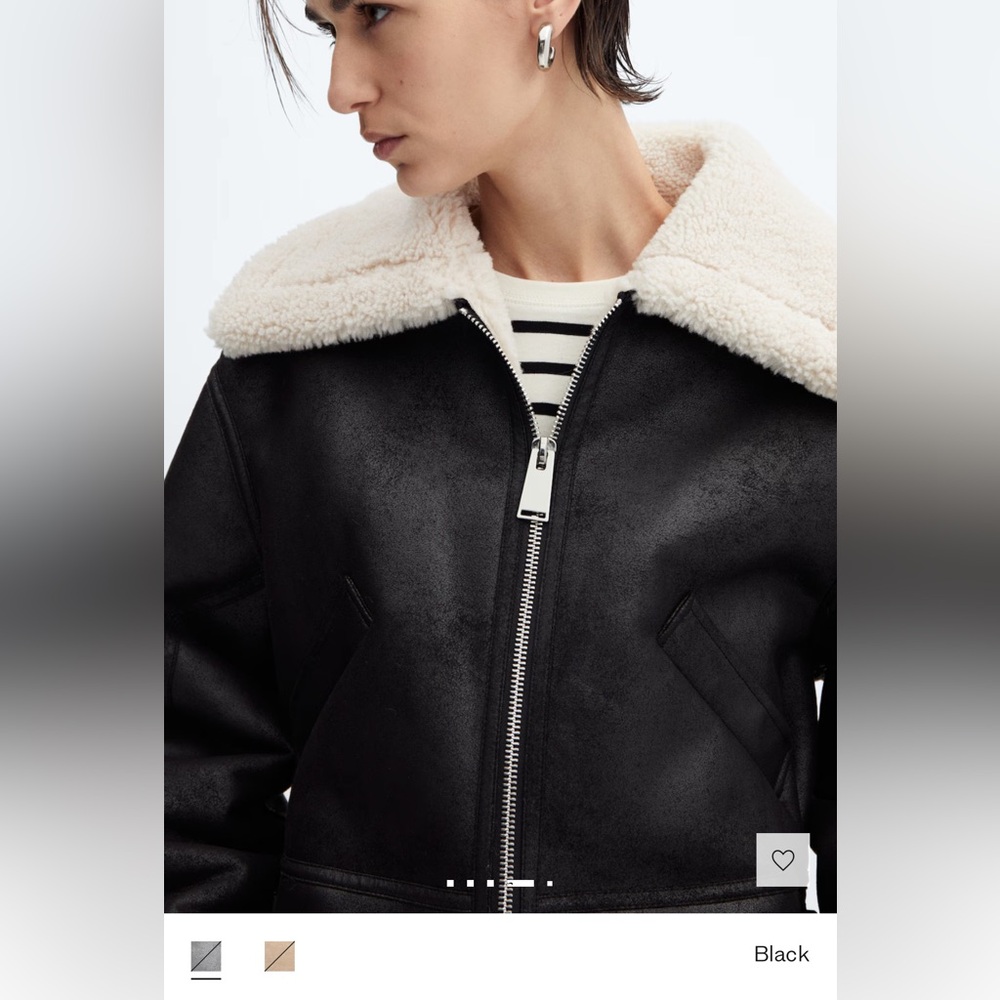 MANGO Shearling Effect Lined Short Jacket Size Sm… - image 4